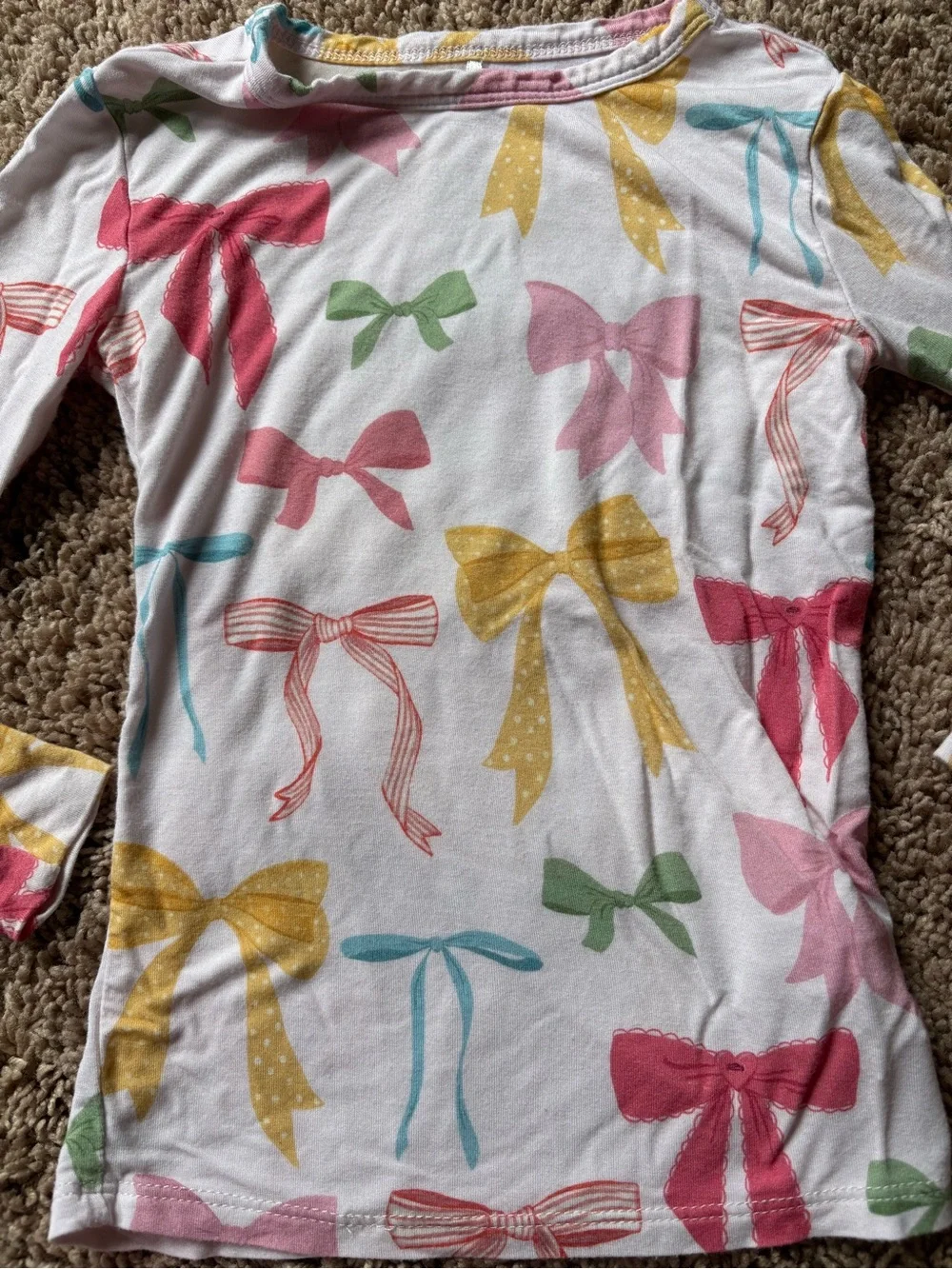 Bow-Print Long Sleeve Pajama Set - Multicolor Bows: Posh Peanut 3T-4T